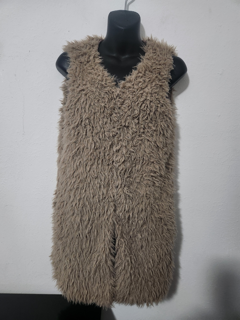 Source Unknown Taupe Teddy Faux Fur Vest